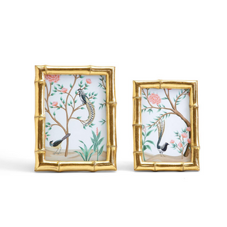 Two's Company  Faux Bamboo Photo Frame with Flora and Fauna Art / 4X6 / In Store Purchase Only