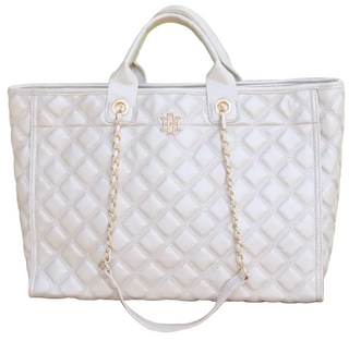 Caroline Hill Melissa Tote Bag Pearl Quilted Dq