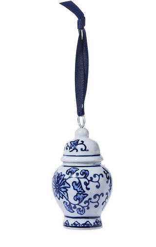 Two's Company Blue and White Temple Jar Ornament / 3 Designs