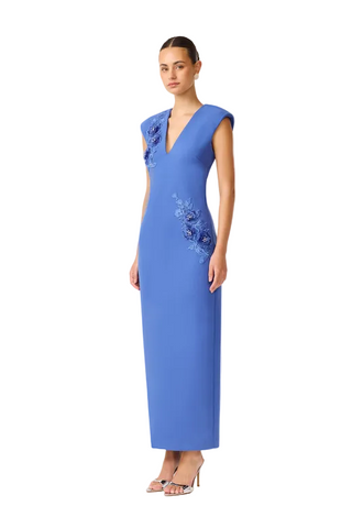 Elliatt Talitha Plunging Neck Column Dress in Cornflower Blue