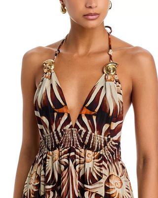 Farm Rio Ammonite Multicolor Knot Sleeveless Maxi Dress