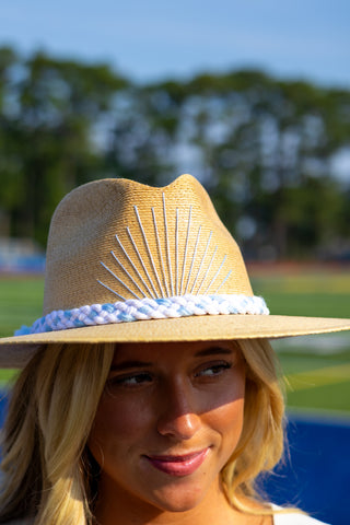 Tipsy Threads UNC Natural Palm Hat in Powder Blue