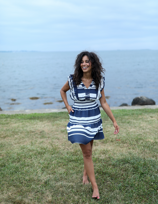 Navy Bleu Christopher Dress in Navy Stripe