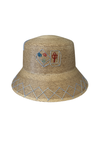 Tipsy Thread Blue Mahjong Double Zig Zag + Bead Bucket Hat