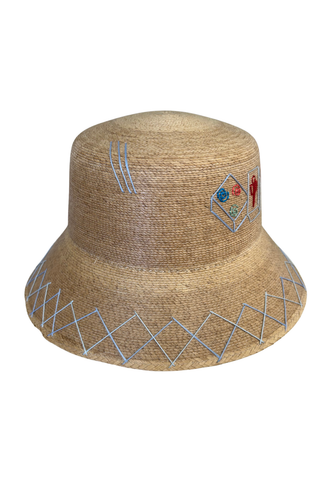 Tipsy Thread Blue Mahjong Double Zig Zag + Bead Bucket Hat