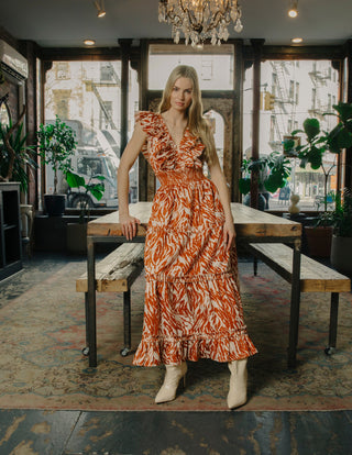 Love The Label Azalea Dress in Terracotta Zebra