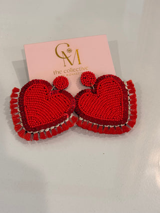 MC Heart Beaded Earrings