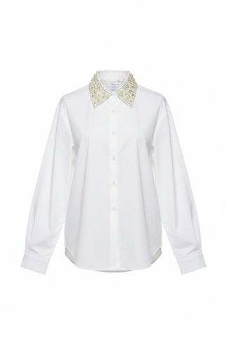 Karlie Pearl Collar Poplin Top