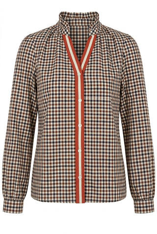 THML Long Sleeve Gingham Button Up Top