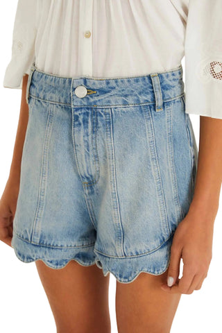 Farm Rio Romantic Ruffle Denim Shorts