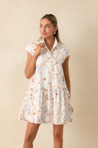 Prosperina Stella Mini Dress in Nautical Nature Print