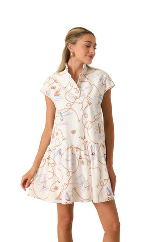 Prosperina Stella Mini Dress in Nautical Nature Print