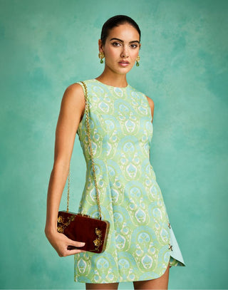 Mestiza Loverde Fit And Flare Mini Dress in Trellis Verte