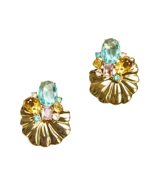 Mestiza New York Inc Haley Cluster Convertible Earring - Blue Gold