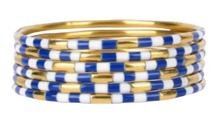 Budhagirl Blue/White Veda Bangles - Set Of - Blue White