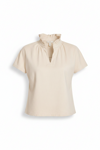 Dolce Cabo Faux Suede Ruffle Beige Top