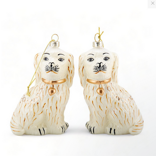 Cream Set of 2 Staffordshire Dog Ornaments