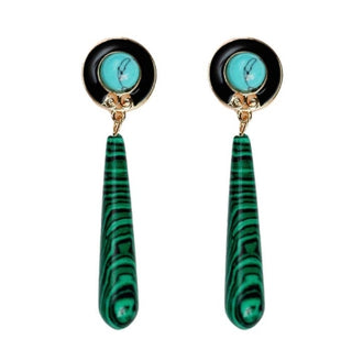 St. Armands Designs Turquoise and Malachite Drop Earrings
