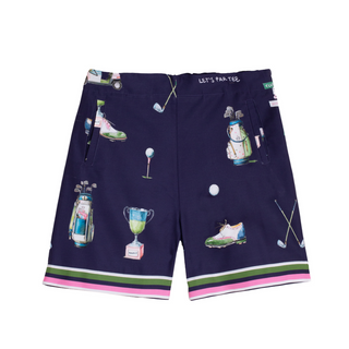 Navy Print Golf Shorts
