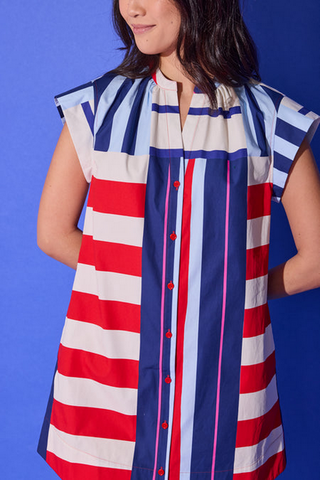 Alden Adair Tucker Dress in Maritime Stripe