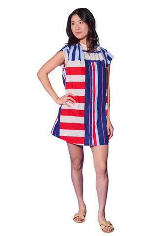 Alden Adair Tucker Dress in Maritime Stripe