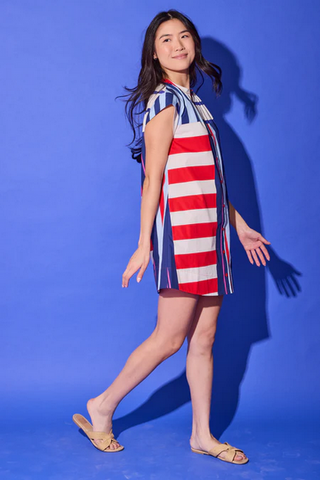 Alden Adair Tucker Dress in Maritime Stripe
