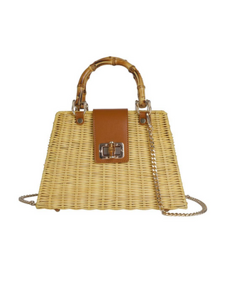 Lisi Lerch Birdie Hand Woven Tote With Bamboo Handles