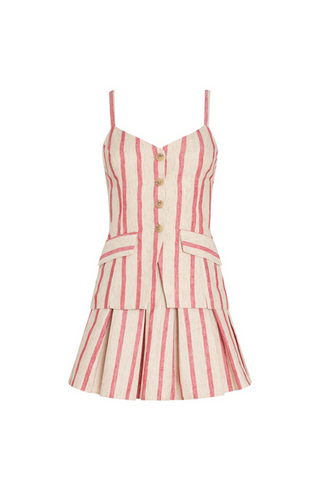 Amanda Uprichard Wesley Skort Romper in Red Stripe