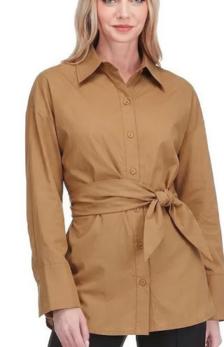 Jade Side Wrap Tie Tunic Blouse