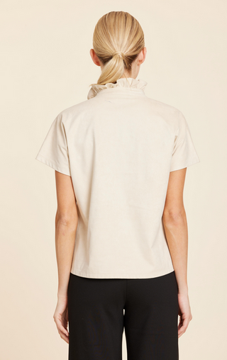 Dolce Cabo Faux Suede Ruffle Beige Top