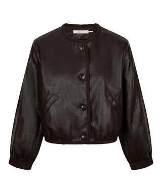 Esqualo PU Crinkle Jacket in Cacao
