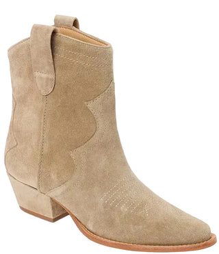 Arlo Taupe Suede Leather Pointed-Toe Western Booties