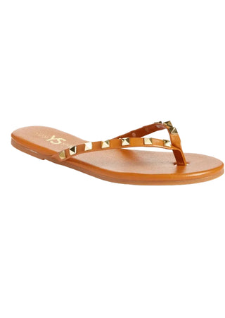 Yosi Samra Rivington Stud Flip Flop in Cognac