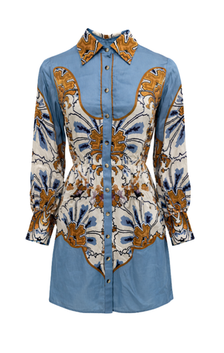 Anna Cate Avery Dress In Cornflower Burst