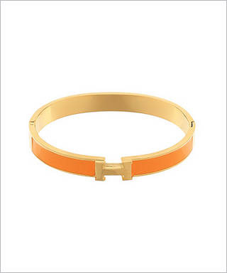 Monkee's Jewelry & ACC 7MM Color Coated Epoxy Bracelet in Orange / Gold