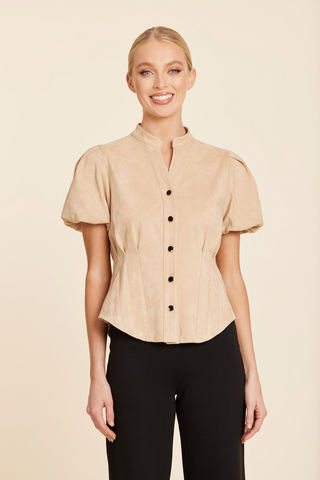 Dolce Cabo Faux Suede Darted Waist Top