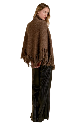 Elan Fringed Sweater- Brown