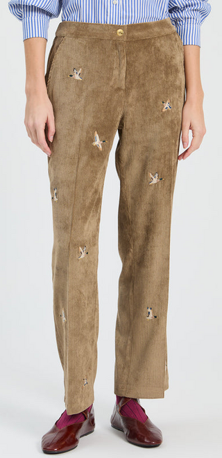 Vilagallo Duck Print Corduroy Trousers