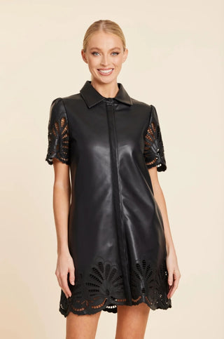 Dolce Cabo Vegan Leather Lace Cutout Detail Dress
