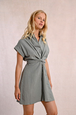 Molly Bracken Sage Green Woven Dress
