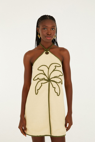 Farm Rio Sand Coconut Sleeveless Mini Dress