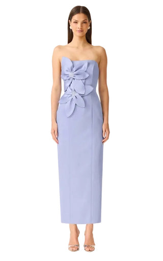 Elliatt Lunelle Column Midi Dress, Stone Blue
