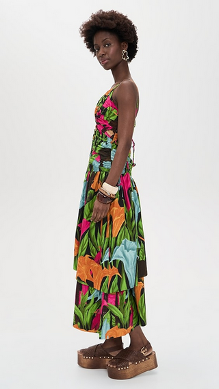 Farm Rio Mujeres Y Flores Black Maxi Dress