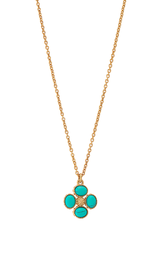 Capucine De Wulf Berry Clover Double Sided Turquoise Charm Necklace, 16"+2"