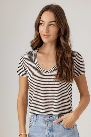 Sundays Stripe Linen Sister Tee