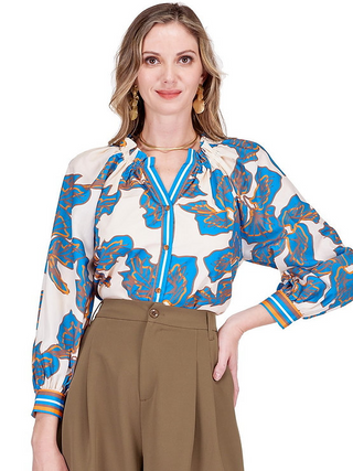 Jade Bold Rivera Split Neck Placket Top