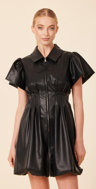 Dolce Cabo Vegan Leather Zip Bubble Dress / 2 Color Options