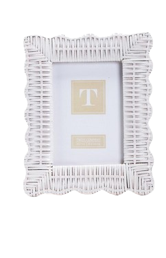 Two's Company White Wicker Weave 5x7 Frame