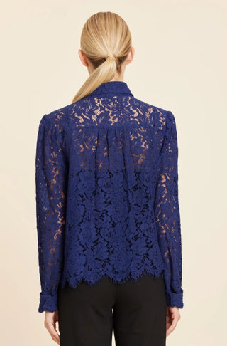 Dolce Cabo Floral Lace Pearl Button Longsleeve Blouse / 2 Colors