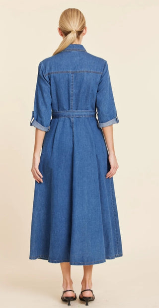 Dolce Cabo Denim Tab Sleeve Maxi Dress